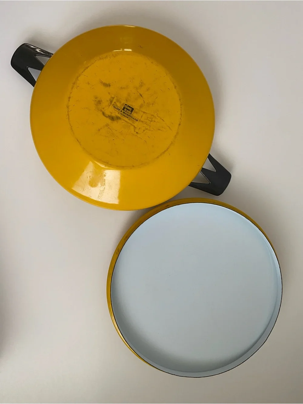 VTG DanKok Glud & Marstrand Enamel Casserole Dish, Yellow (Denmark)